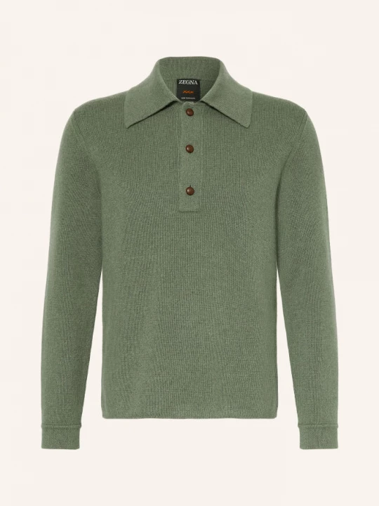 Obrázek produktu Zegna Pletená Polokošile Z Kašmíru zelená