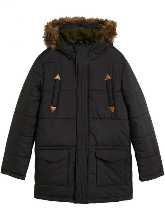 Obrázek produktu Zimní parka s detaily z imitace kůže a kožešinovou kapucí BonPrix