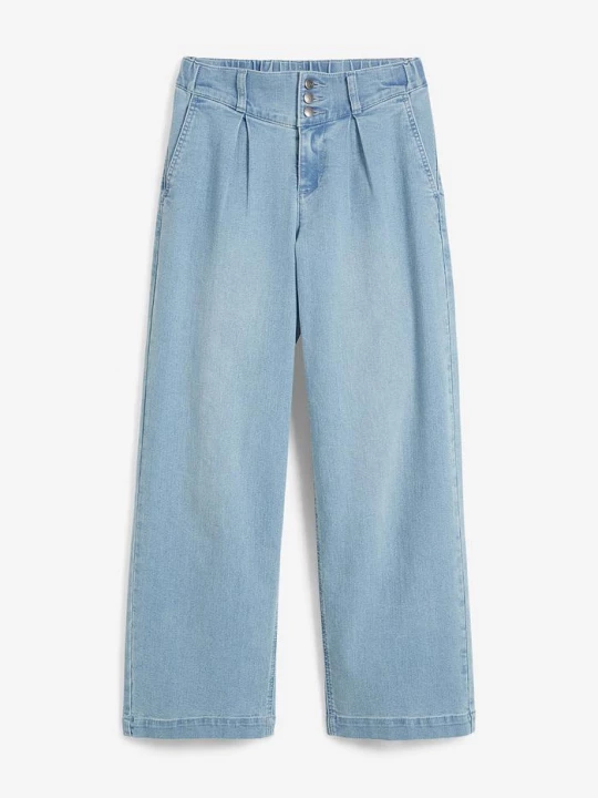 Obrázek produktu Zkrácené džíny s pohodlným pasem, Wide Leg, High Waist BonPrix