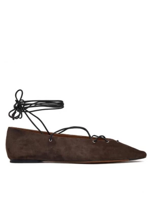 Obrázek produktu LAUREN RALPH LAUREN Baleríny Suede Lace-Up Pointed Ballet Flat 818P15775001 Hnědá