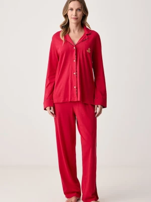 Obrázek produktu Lauren Ralph Lauren dvoudílné pyžamo dámské s bavlnou červená