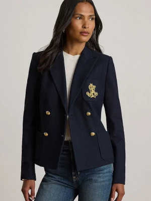 Obrázek produktu Lauren Ralph Lauren dvouřadé sako bavlněné s elastanem námořnická modř