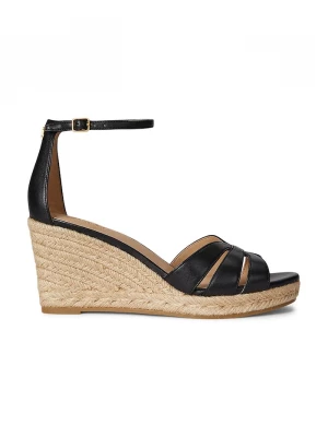 Obrázek produktu Lauren Ralph Lauren espadrily na klínku dámské kožené Nellie černá