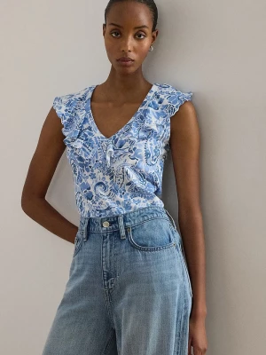 Obrázek produktu Lauren Ralph Lauren Halenka volánkem dámská bavlněná modrá