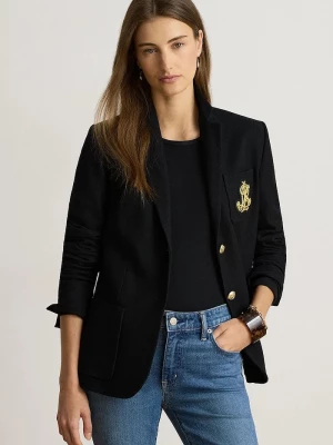 Obrázek produktu Lauren Ralph Lauren jednořadé sako dámské bavlněné s elastanem černá