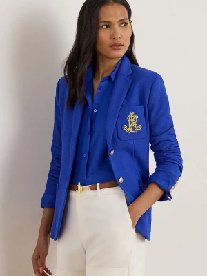 Obrázek produktu Lauren Ralph Lauren jednořadé sako dámské bavlněné s elastanem modrá