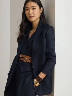 Obrázek produktu Lauren Ralph Lauren jednořadé sako ženské se lnem námořnická modř