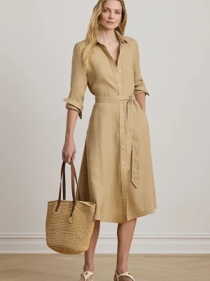 Obrázek produktu Lauren Ralph Lauren košilové šaty lněné béžová
