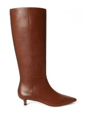 Obrázek produktu Lauren Ralph Lauren kozačky nad kolena dámské kožené Frncsa Tl Hl hnědá
