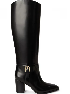 Obrázek produktu Lauren Ralph Lauren kozačky nad kolena dámské kožené Rlyn Bk T Hl černá