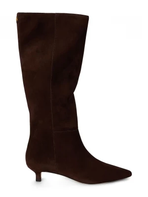Obrázek produktu Lauren Ralph Lauren kozačky nad kolena na jehlovém podpatku dámské semišové Frncsa Tl Hl hnědá