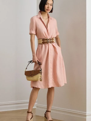 Obrázek produktu Lauren Ralph Lauren rozšířené lněné šaty růžová