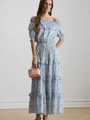 Obrázek produktu Lauren Ralph Lauren Šaty se spadlými rameny bavlněné modrá