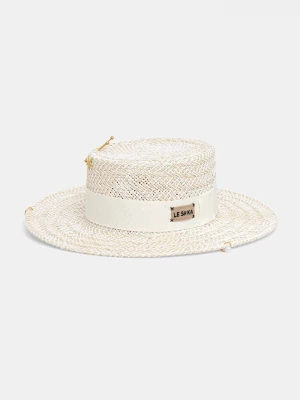 Obrázek produktu LE SH KA headwear LE SH KA slaměný klobouk dámský Double Chain Pearl Canotier béžová