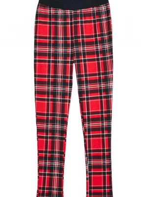 Obrázek produktu Legginsy dziewczęce ocieplane, w kratę BonPrix czerwony