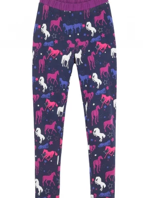 Obrázek produktu Legginsy termiczne z motywem koni BonPrix niebieski