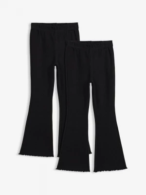 Obrázek produktu Legginsy z prążkowanego materiału, rozszerzone nogawki (2 szt.) BonPrix czarny