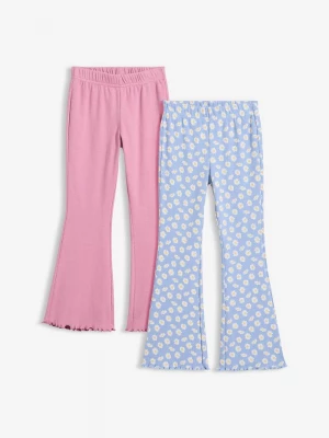 Obrázek produktu Legginsy z prążkowanego materiału, rozszerzone nogawki (2 szt.) BonPrix różowy