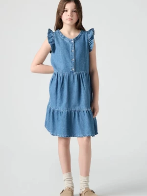 Obrázek produktu Levi's Dětské bavlněné šaty Levi's FLUTTER SLEEVE BUTTON UP D modrá