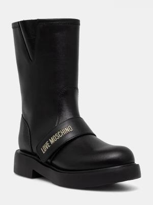 Obrázek produktu Love Moschino kotníkové boty na plochém podpatku dámské kožené černá