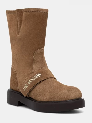 Obrázek produktu Love Moschino kotníkové boty na plochém podpatku dámské semišové hnědá