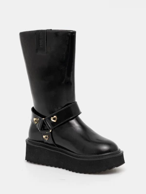 Obrázek produktu Love Moschino Kožené kotníkové boty černá