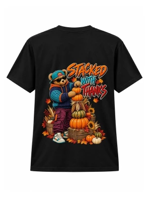 Obrázek produktu LUNØIR Studio Tričko 'TEDDY Thanksgiving Harvest Stack' černá