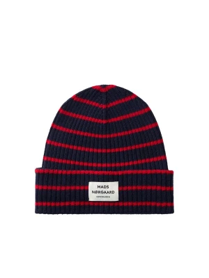 Obrázek produktu MADS NORGAARD COPENHAGEN Čepice 'Yota Anju' tmavě modrá / ohnivá červená / bílá