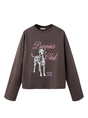 Obrázek produktu MANGO KIDS Tričko 'PUPPIES' hnědá / starorůžová / černá / bílá