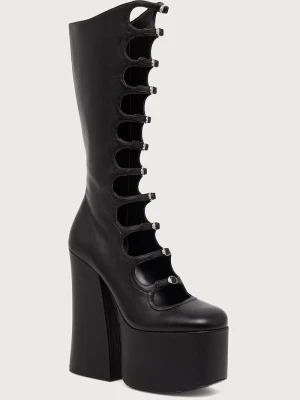 Obrázek produktu MARC JACOBS kozačky nad kolena na sloupku dámské kožené THE KIKI KNEE HIGH BOOT černá