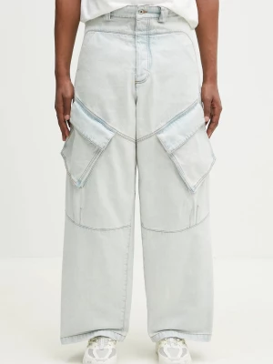 Obrázek produktu Marcelo Burlon Bavlněné džíny Marcelo Burlon Bleach Denim Wide Cargo Light Blue No Co