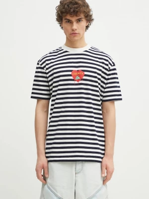 Obrázek produktu Marcelo Burlon Bavlněné tričko Marcelo Burlon Bunny Heart Stripe Basic Tee White Navy námořnická modř