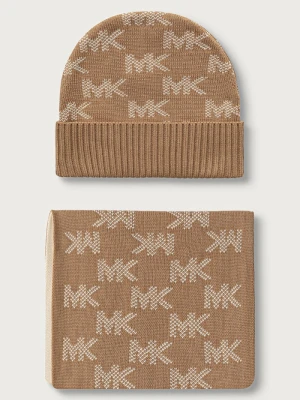 Obrázek produktu MICHAEL Michael Kors čepice a šála dámská s příměsí vlny béžová