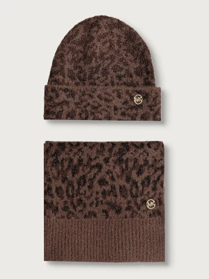 Obrázek produktu MICHAEL Michael Kors čepice a šála dámská s příměsí vlny hnědá