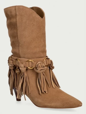 Obrázek produktu MICHAEL Michael Kors kotníkové boty dámské semišové Daniela Fringe Mid Boot béžová