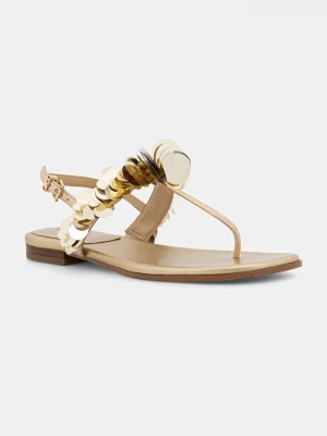 Obrázek produktu MICHAEL Michael Kors sandály na nízkém podpatku dámské kožené Loretta Thong Sandal zlatá