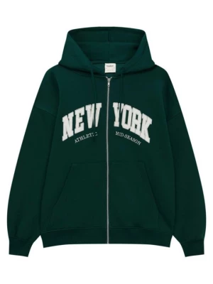 Obrázek produktu Mikina na zip PULL&BEAR melírovaná tmavě zelená