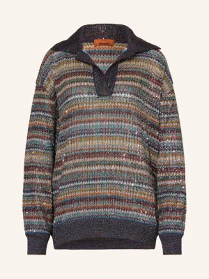 Obrázek produktu Missoni Svetr S Flitry A Třpytivou Přízí světle šedá / tmavě červená / tmavě modrá