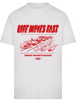 Obrázek produktu Mister Tee Tričko 'Life Moves Fast Grab What is Good' červená / bílá