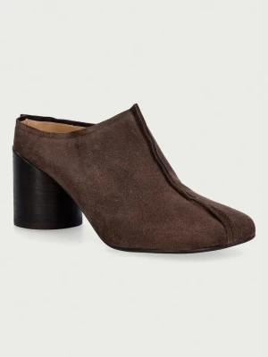 Obrázek produktu MM6 Maison Margiela pantofle na sloupku dámské semišové hnědá