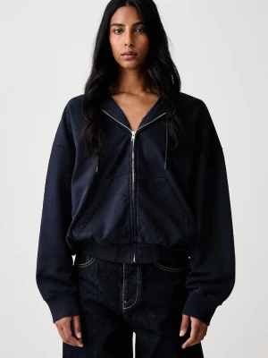 Obrázek produktu MM6 Maison Margiela rozepínací mikina s kapucí dámská bavlněná námořnická modř