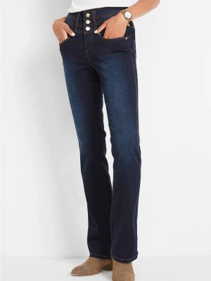 Obrázek produktu Modelujące jeansy, krój bootcut, high waist BonPrix niebieski