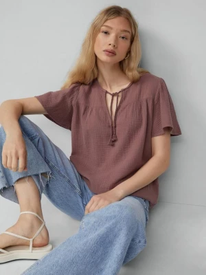 Obrázek produktu Mušelínová halenka se stuhou na zavazování QS fialová