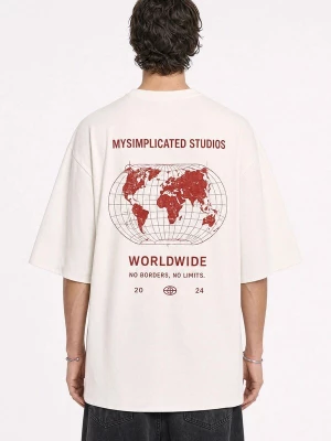 Obrázek produktu mysimplicated Oversized tričko 'Worldwide Ivory' slonová kost