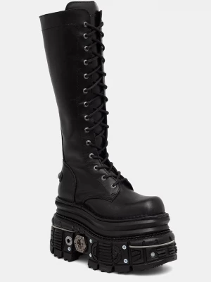 Obrázek produktu New Rock kozačky nad kolena dámské kožené ITALI NEGRO, IMPERFECT TANK NEGRO E-34 černá