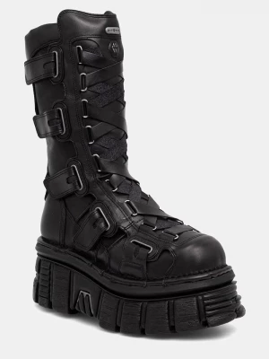 Obrázek produktu New Rock kozačky nad kolena dámské kožené ITALI NEGRO, NOMADA NEGRO, TOWER E14 černá
