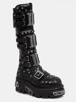 Obrázek produktu New Rock kozačky nad kolena dámské kožené NEGRO CHAROL NEGRO REACTOR E14 černá