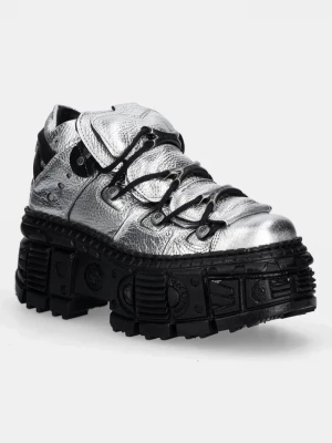 Obrázek produktu New Rock Kožené boty New Rock Floater Plata, Tank Casco Negro Sin stříbrná