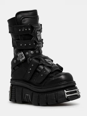 Obrázek produktu New Rock Kožené kotníkové boty CRUST NEGRO, TOWER NEGRO E14 ACERO černá