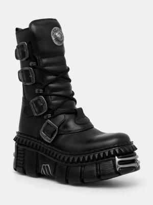Obrázek produktu New Rock Kožené kotníkové boty ITALI NEGRO NOMADA + TOWER CASCO + ACERO PICOS černá